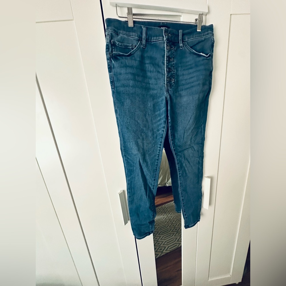 Express Women's Skinny Mid Rise Blue Jeans